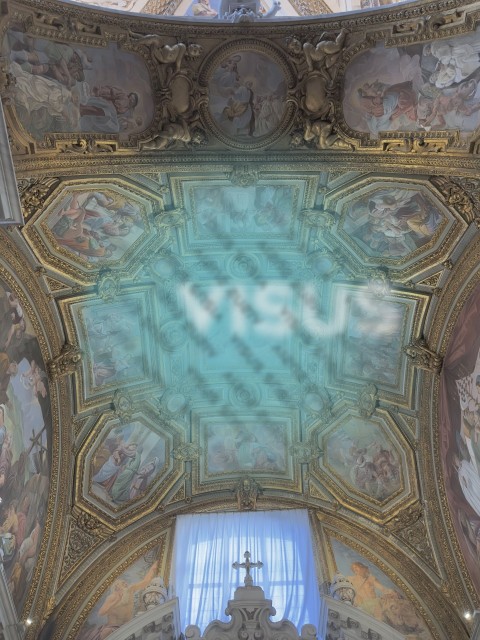 Church gold putti angels Italian Baroque decorations Renaissance ceiling interior
